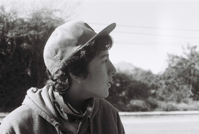 Close-up portrait of a boy looking away