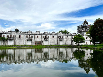 Reflection of buildings in lake