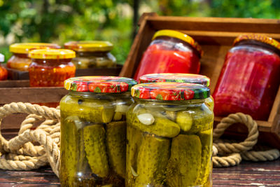 High angle view of food on table
