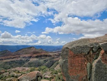 Scenic view of rocky mountains against sky