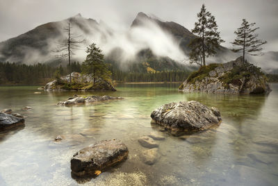 Scenic view of lake against sky