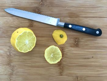 High angle view of fruits on table