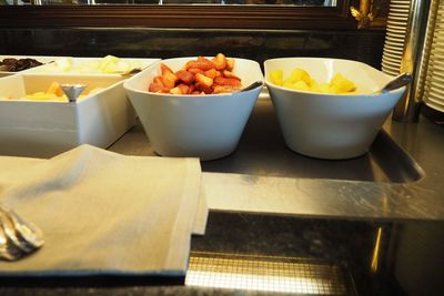 High angle view of food on table