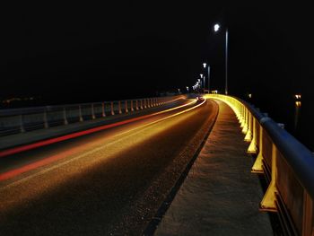 Light trails on road at night