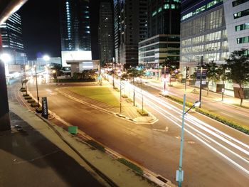 High angle view of traffic on road at night