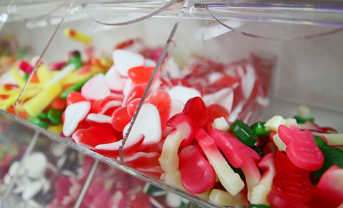 Close-up of candies in plastic