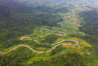 High angle view of agricultural field