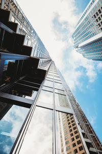 Low angle view of modern buildings against sky