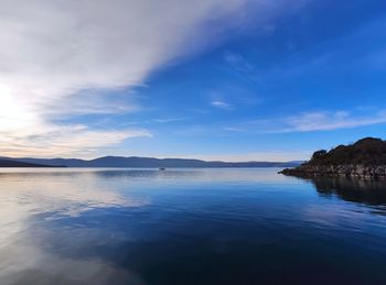 Scenic view of sea against blue sky
