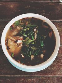 High angle view of meal served in bowl