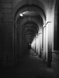 Narrow corridor along walls