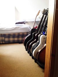 Close-up of piano at home