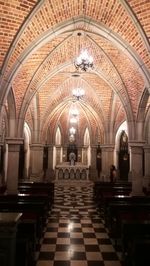 Interior of illuminated cathedral