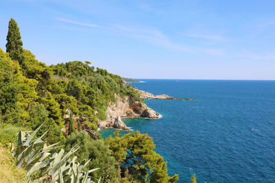 Dalmatian coastline panoramic view from dubrovnik with the port, croatia, europe