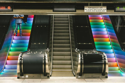 Colorful escalator at subway station