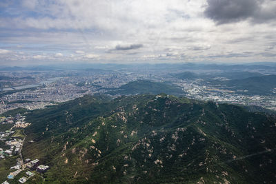 Aerial view of cityscape against sky