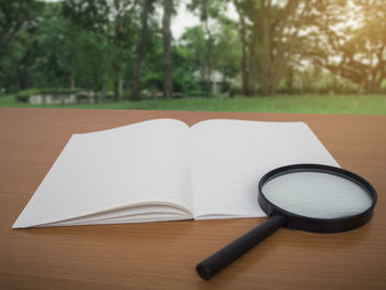 Close-up of book on table