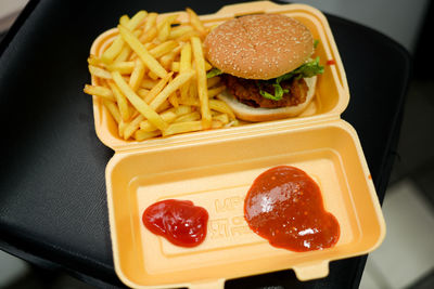 High angle view of food on plate