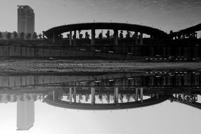 View of river with buildings in background