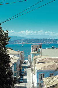 Panoramic view of sea against blue sky