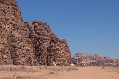 Rock formations on landscape against clear sky