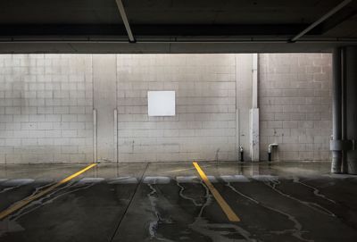 Empty parking lot in basement