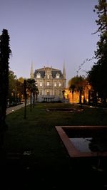 View of temple building against clear sky