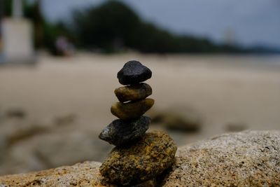 Close-up of stones on beach