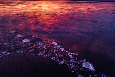 Close-up of sea against sky at night