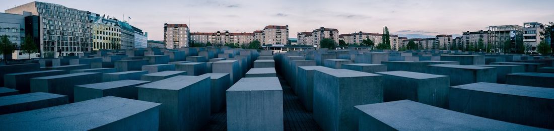 View of cemetery against cloudy sky