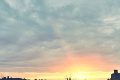 Low angle view of cloudy sky during sunset