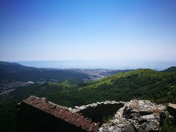 High angle view of mountain against sky