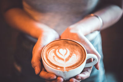 High angle view of coffee cup