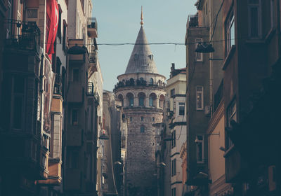 Low angle view of galata tower in 2021