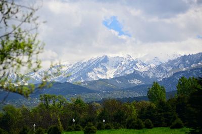 Scenic view of mountains against sky