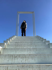 Low angle view of statue against clear sky