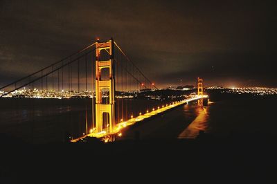 Suspension bridge at night