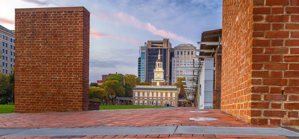 View of church against building