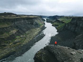 High angle view of river against sky