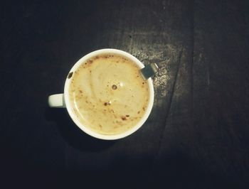 Directly above shot of coffee cup on table