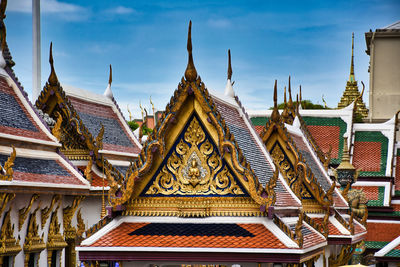 Low angle view of temple building against sky