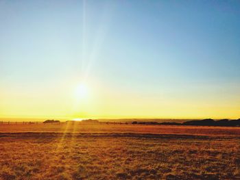 Scenic view of field against sky during sunset