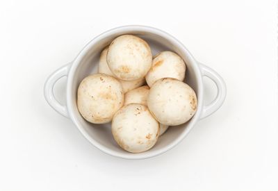 High angle view of cookies in bowl