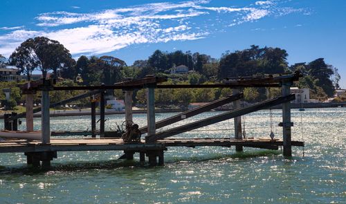 Bridge over river against sky