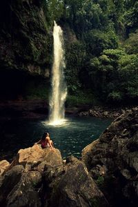 Scenic view of waterfall