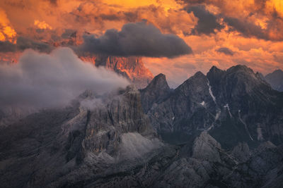 Incredible landscape with the beauty of dolomite mountains, italy.