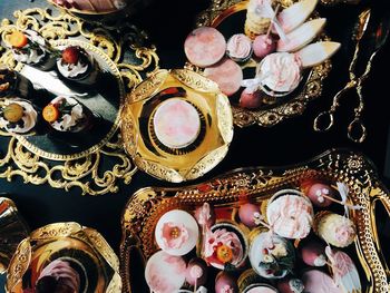 Close-up of desserts on table