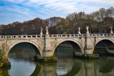 Arch bridge over river