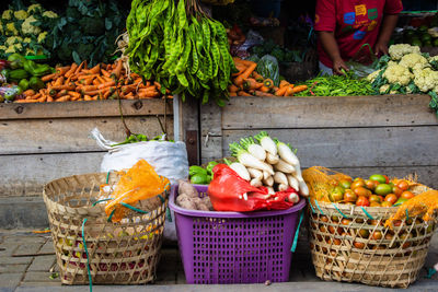 Various fruits for sale at market stall