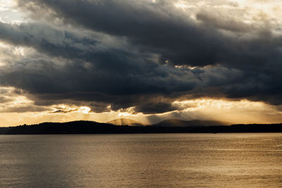 Scenic view of dramatic sky over sea